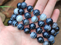 Polished Black Sardonyx Tibetan Agate Bead Necklace - Sold Per Item- From Tibet