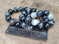 Polished Black Sardonyx Tibetan Agate Bead Necklace - Sold Per Item- From Tibet