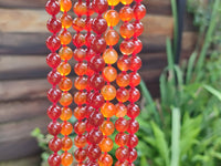 Polished Gem Carnelian Agate Ball Shaped Beaded Necklace - Sold per Item - From Brazil