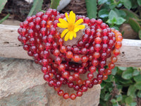 Polished Gem Carnelian Agate Ball Shaped Beaded Necklace - Sold per Item - From Brazil