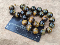 Polished Blue and Gold Tigers Eye Bead Necklaces - Sold Per Item - From South Africa