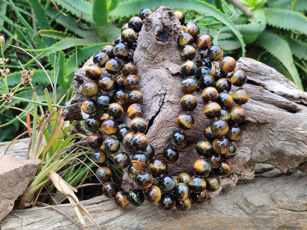 Polished Blue and Gold Tigers Eye Bead Necklaces - Sold Per Item - From South Africa