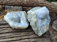 Natural Blue Lace Agate Geode Specimens x 12 From Malawi