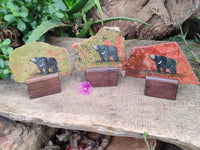 Hand Made Bear Decoupage Stone Slabs x 6 From Southern Africa