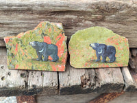 Hand Made Bear Decoupage Stone Slabs x 6 From Southern Africa