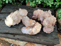 Natural Red Hematoid Quartz Clusters x 3 From Karoi, Zimbabwe