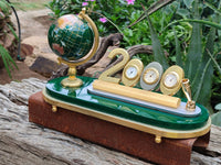 Hand Made Gemstone World Globe Desk Set x 1 From China