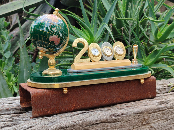 Hand Made Gemstone World Globe Desk Set x 1 From China