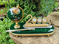 Hand Made Gemstone World Globe Desk Set x 1 From China