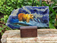 Hand Made Bear Decoupage Stone Slabs x 4 From Southern Africa