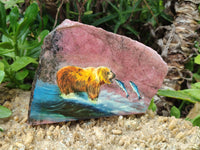 Hand Made Bear Decoupage Stone Slabs x 4 From Southern Africa