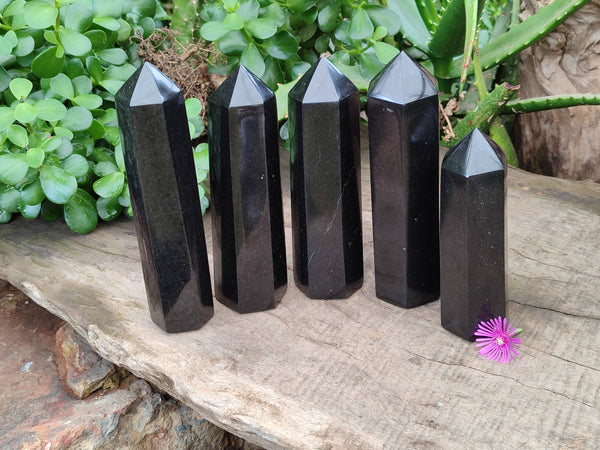 Polished Black Basalt Points x 5 From Antsirabe, Madagascar