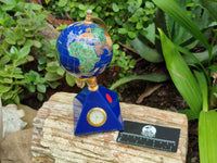 Hand Made Lapis Lazuli World Globe Clock x 1 From China