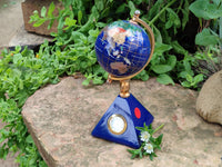 Hand Made Lapis Lazuli World Globe Clock x 1 From China