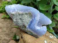 Natural Blue Lace Agate Geode Specimens x 4 From Malawi