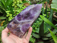 Polished Chevron Amethyst Points x 2 From Zambia