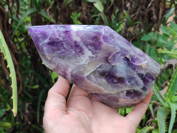 Polished Chevron Amethyst Points x 2 From Zambia