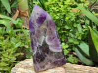 Polished Chevron Amethyst Points x 2 From Zambia