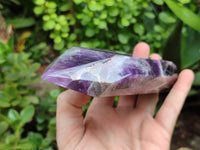 Polished Chevron Amethyst Points x 2 From Zambia