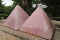 Polished Rose Quartz Pyramids x 4 From Madagascar