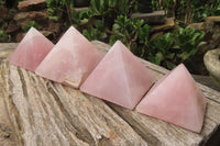 Polished Rose Quartz Pyramids x 4 From Madagascar