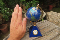 Hand Made Lapis Lazuli World Globe Clock x 1 From China