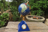 Hand Made Lapis Lazuli World Globe Clock x 1 From China