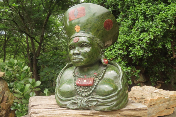 Hand Made Traditional African Woman Bust Sculpture x 1 From Zimbabwe