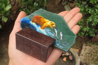 Hand Made Bear Decoupage Stone Slabs x 3 From Southern Africa