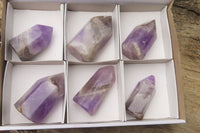 Polished Chevron Amethyst Points x 6 From Madagascar