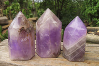 Polished Chevron Amethyst Points x 6 From Madagascar