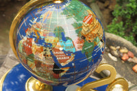 Hand Made Lapis Lazuli World Globe Clock x 1 From China