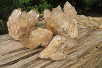 Natural Smokey Quartz Clusters x 4 From Luena, Congo