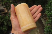 Hand Made Orange Calcite Candle Holders x 2 From Southern Africa