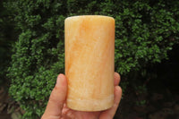 Hand Made Orange Calcite Candle Holders x 2 From Southern Africa