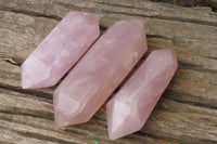 Polished Double Terminated Rose Quartz Points x 3 From Ambatondrazaka, Madagascar