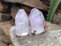 Polished Smokey Amethyst Window Quartz Crystals x 12 From Akansobe, Madagascar