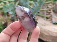 Polished Smokey Amethyst Window Quartz Crystals x 12 From Akansobe, Madagascar