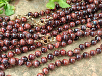 Polished Red Tigers Eye Bead Necklaces - Sold Per Item - From South Africa