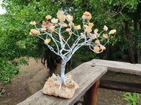 Hand Made Limonite Quartz Wire Wrap Tree On Cobbed Crystal Base x 1 From South Africa