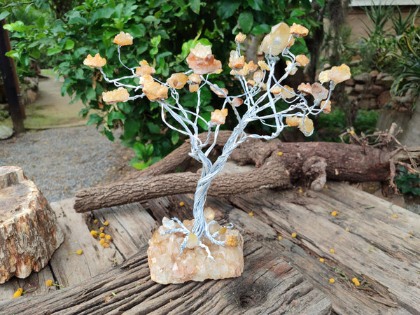 Hand Made Limonite Quartz Wire Wrap Tree On Cobbed Crystal Base x 1 From South Africa