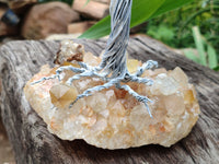 Hand Made Limonite Quartz Wire Wrap Tree On Cobbed Crystal Base x 1 From South Africa