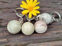 Polished African Butter Jade Tennis Ball Keyring - sold per item - From South Africa