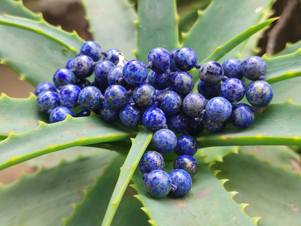 Polished Lapis Lazuli Ball Shaped Beaded Necklace - Sold Per Item - From Afghanistan