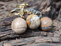 Polished Picture Stone Tennis Ball Keyring - sold per item - From Namibia