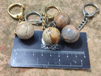 Polished Picture Stone Tennis Ball Keyring - sold per item - From Namibia