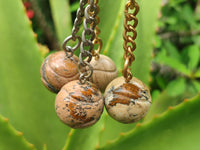 Polished Picture Stone Tennis Ball Keyring - sold per item - From Namibia