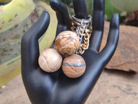 Polished Picture Stone Tennis Ball Keyring - sold per item - From Namibia