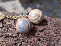 Polished Picture Stone Tennis Ball Keyring - sold per item - From Namibia