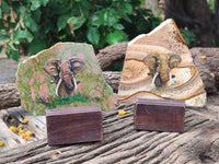 Hand Made Elephant Decoupage Stone Slabs x 6 From Southern Africa